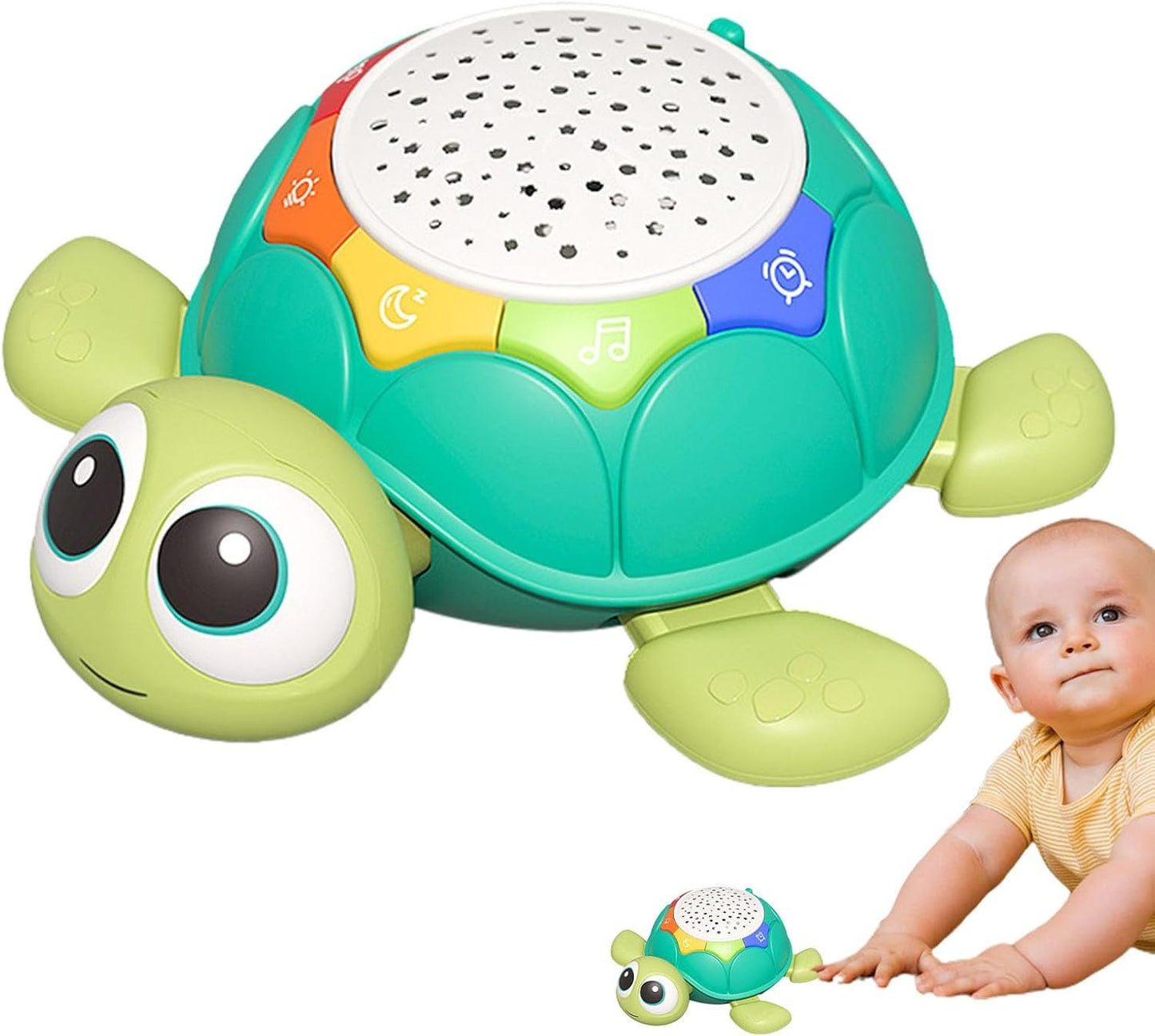 Light-Up Musical Crawling Turtle Toy with Projector – Colorful Baby Crawl & Balance Development Toy for 6–24 Months
