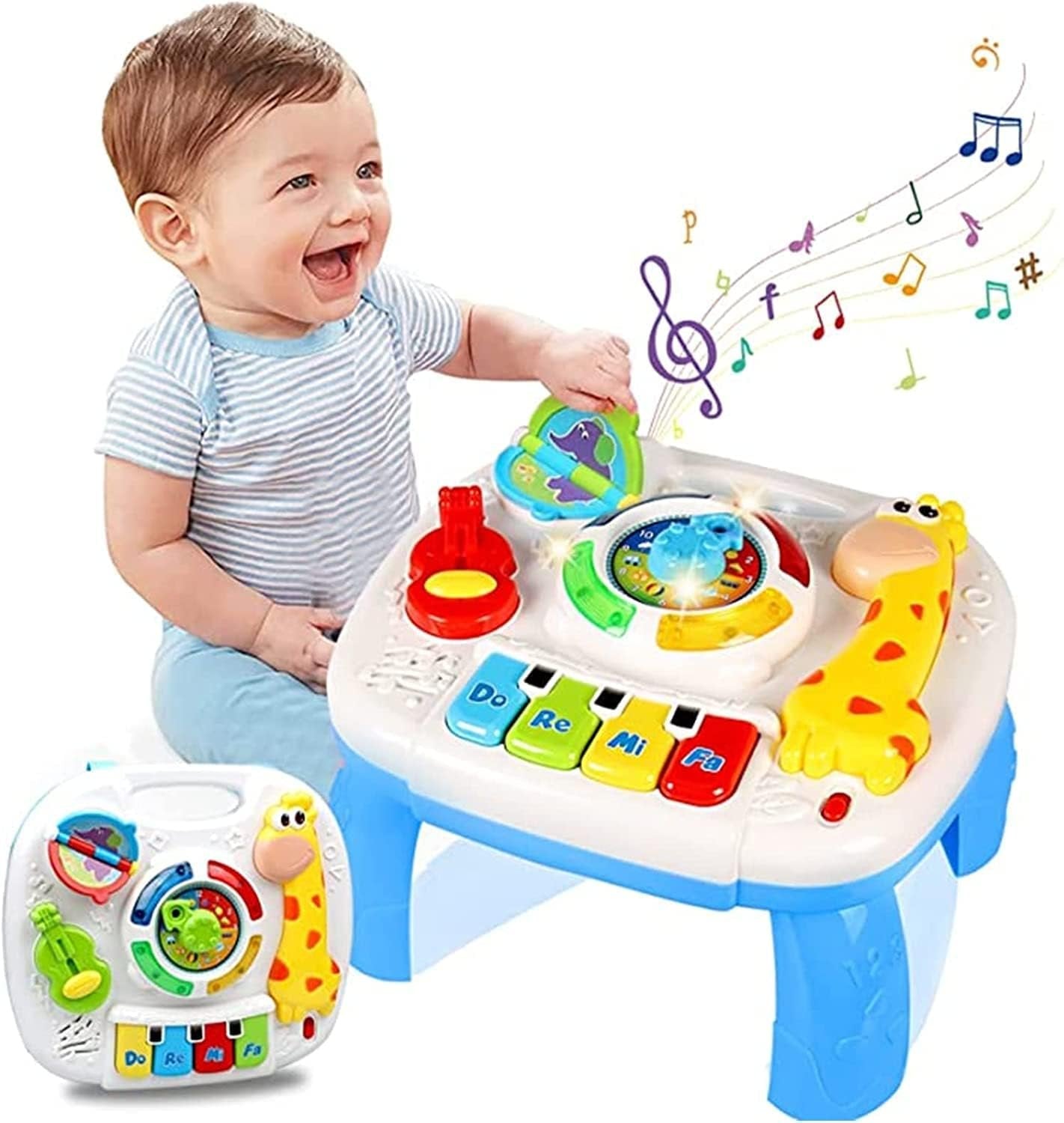 Kids 2-in-1 Baby Activity Table Musical Learning Toy with Piano Keys, Colors & Shapes – Ages 6 Months+
