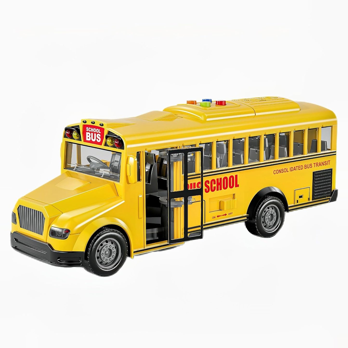 School Bus Simulation Toy Vehicle 1:20 Scale with Inertia, Light & Sound Functions
