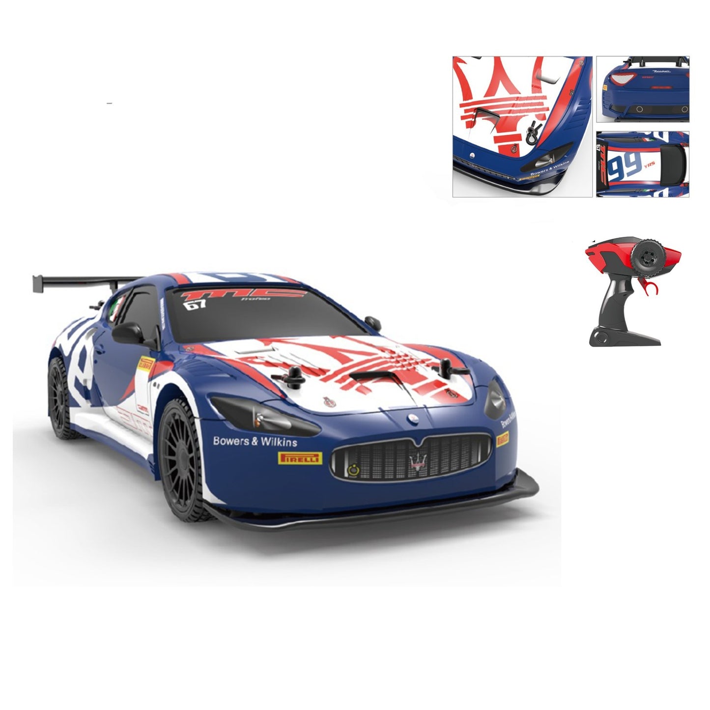 Maserati GranTurismo GT3 Remote Control Car 1:16 Scale Blue RC Racing Toy 2.4GHz