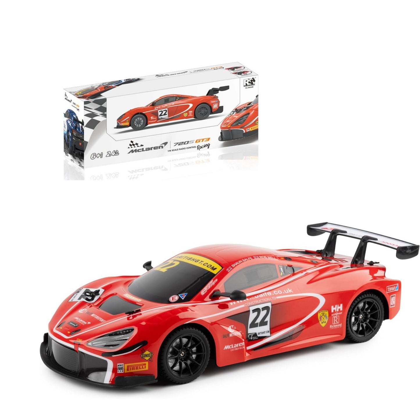 McLaren 720S GT3 RC Car Kids Toy (1:16 Scale) – Officially Licensed Remote Control Racing Toy, 2.4GHz, Age 6+