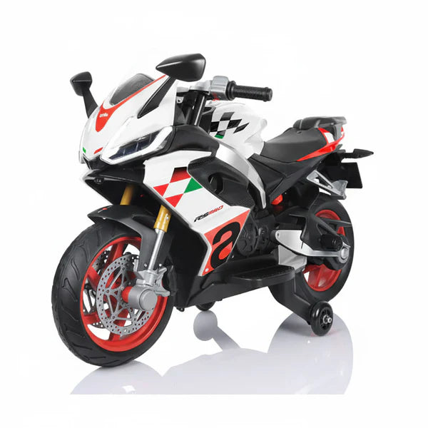 Licensed Aprilia RS660 12V Electric Ride-On Motorcycle for Kids with Training Wheels