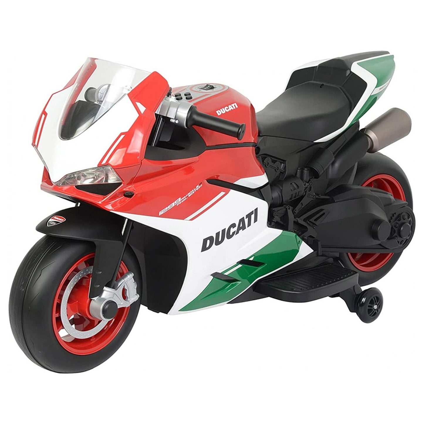 Ducati Electric Ride-On Sport Bike for Kids with Training Wheels, Lights & Sound for Ages 2-6
