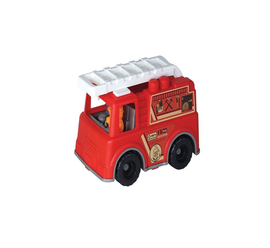 Rollup Kids Eco Friendly Fire Engine 2 Bricks Vehicle Building Set 15 Pieces