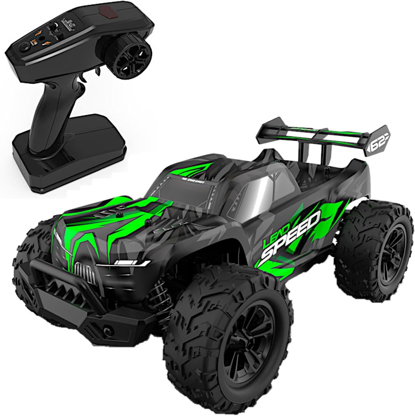 Ferocious RC 4WD Monster Truggy Kids Toy 2.4GHz RC Off-Road Truck with LED Lights & Spoilers
