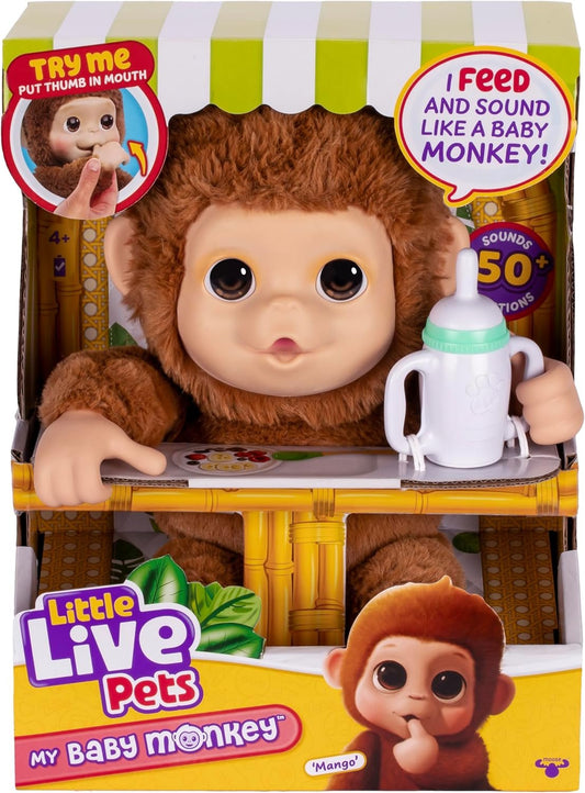 Little Live Pets My Baby Monkey Plush Interactive Toy for Kids ? Sounds, Reactions & Nurturing Play