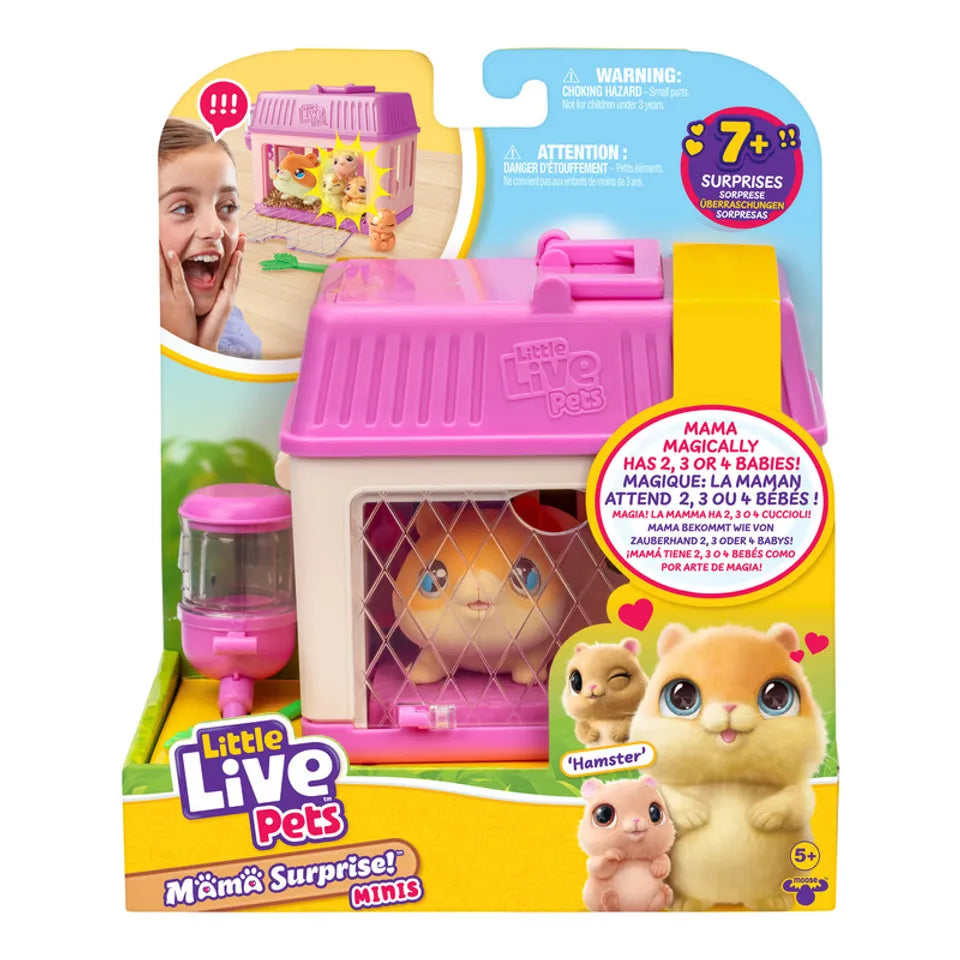 Little Live Pets Mama Surprise Mini Hamster Playset for Kids – Interactive Surprise Baby Hamsters Toy