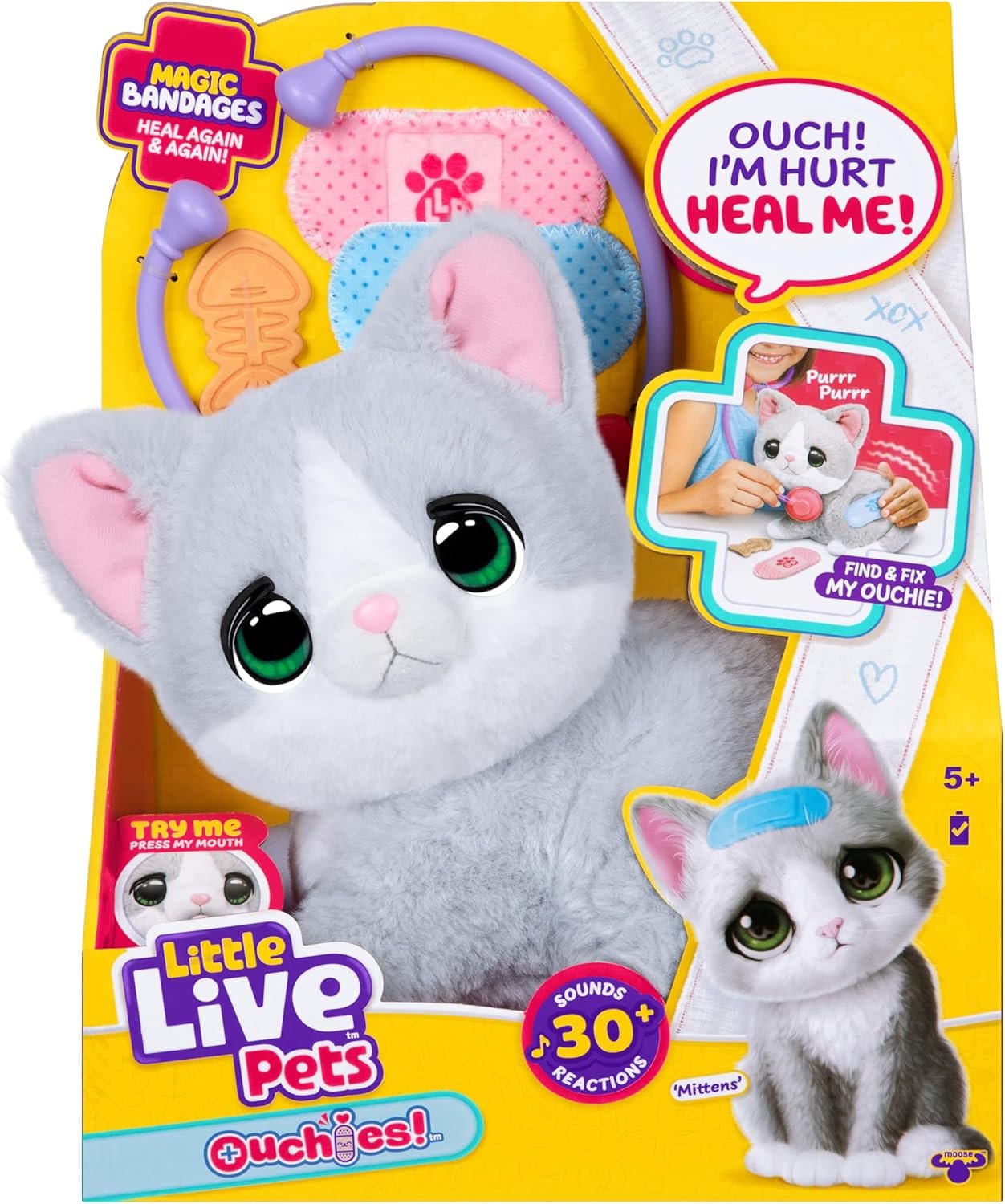 Little Live Pets Ouchies Mittens Interactive Kitty Toy for Kids