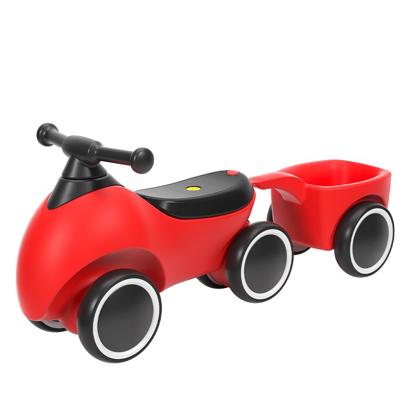 Montasen MINI01 Kids PE Plastic Ride-On Balance Toy with Trailer, 6-Inch Wheels