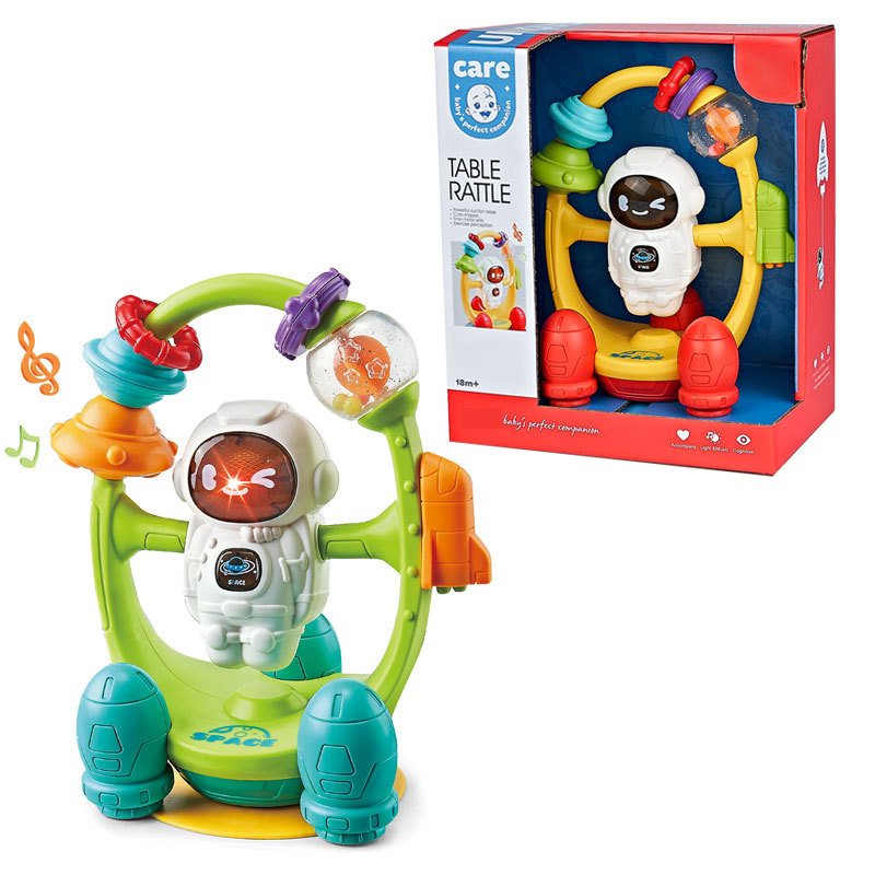 Astronaut Interactive Baby Table Rattle Toy – Lights, Sounds & Rotating Design with Suction Base – Ages 6+ Months