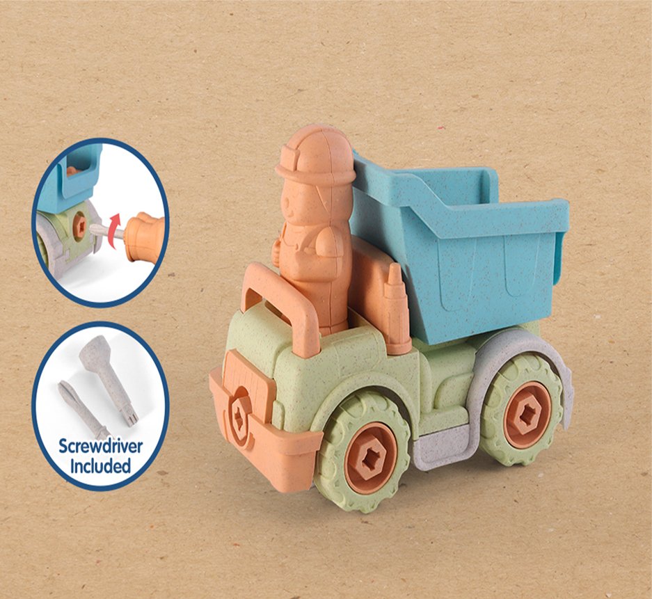 Rollup Kids Take-Apart Dump Truck Toy Made from Wheat Straw Bioplastic for Ages 3+