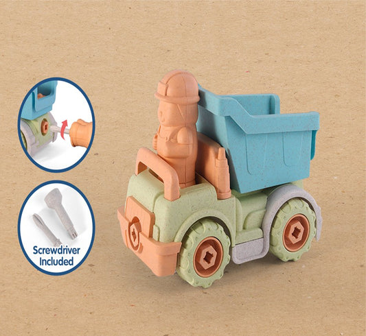 Rollup Kids Take-Apart Dump Truck Toy Made from Wheat Straw Bioplastic for Ages 3+