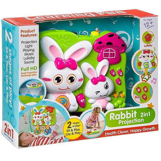 Rabbit 2-in-1 Projection Toy with 5 Musical Keys – Carrot Design for Kids, Multicolor
