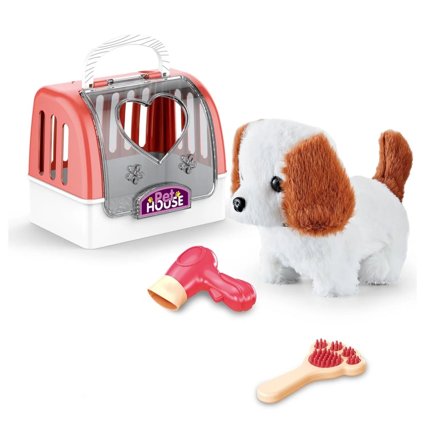 Cute Pet Electronic Walking Plush Dog Toy Set with Sound, Pet Carrier & Accessories Age 3+