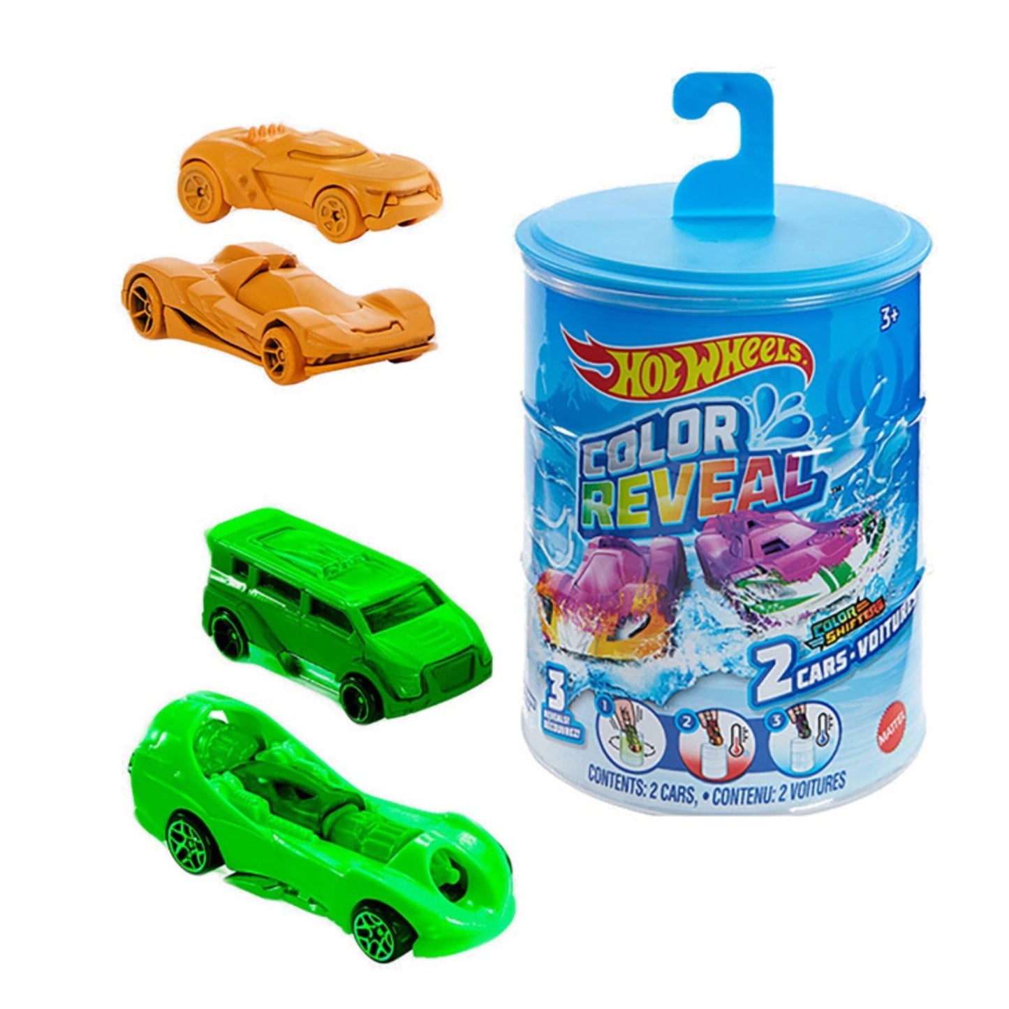 Hot Wheels Color Reveal 2-Pack Toy Cars with Water Color-Change Barrel (Ages 3+)