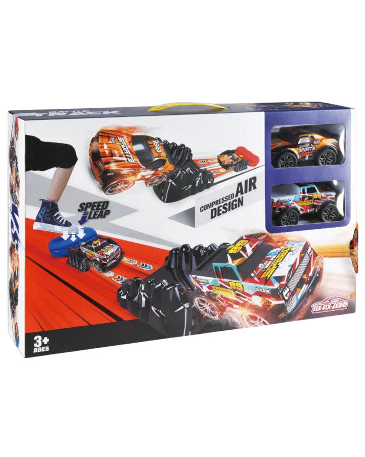 Stomp Race Car Launcher Toy Set with Dual Track & 2 Cars – Foot-Pump Powered, No Batteries – Ages 3+