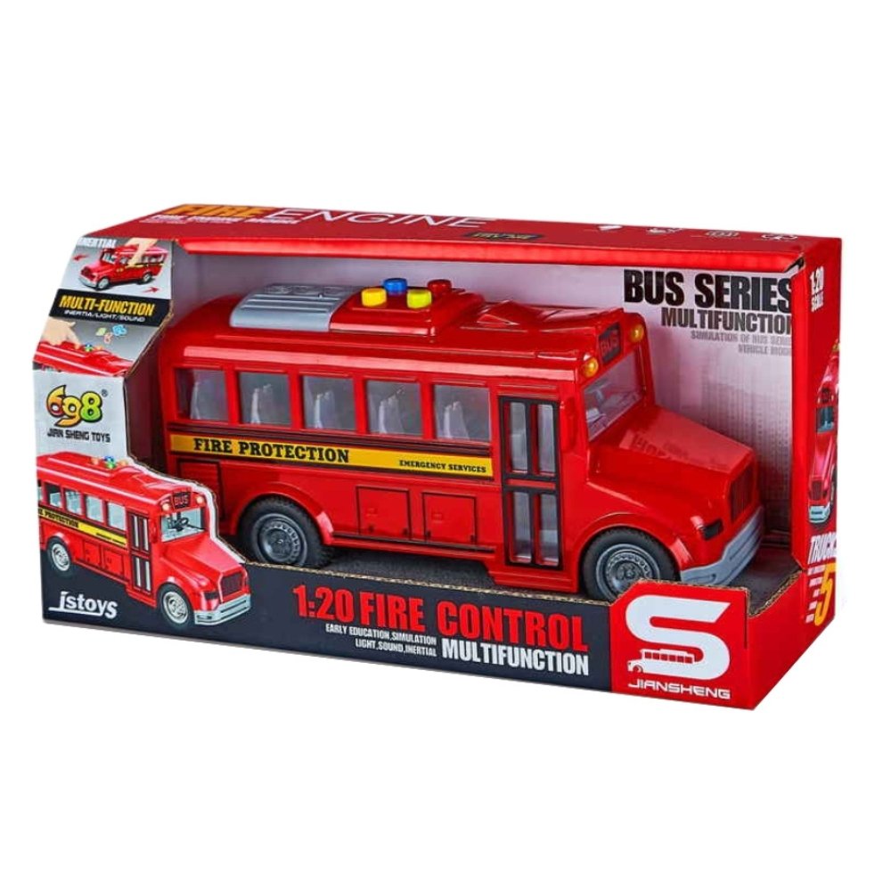 Fire Control Multifunction Bus Series 1:20 Scale Toy Truck with Light, Sound & Inertia