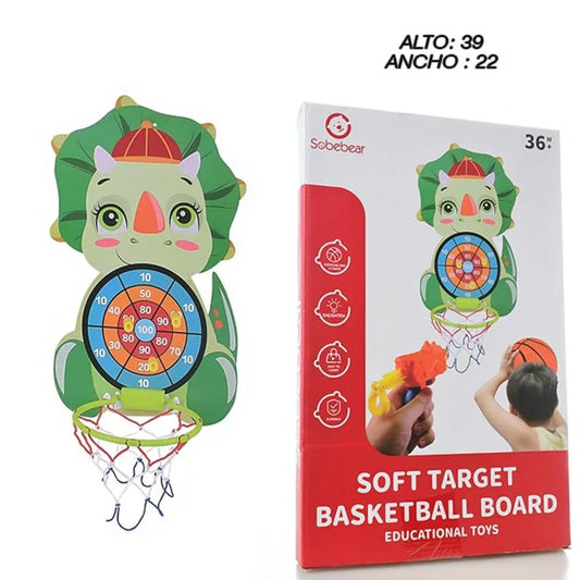 Sobebear Dinosaur Soft Target Basketball Board and Dart Game Toy Set for Kids Age 3+