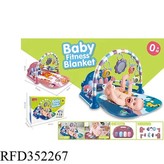 Multi-Functional Baby Fitness Blanket Kick and Play Piano Gym Mat with Music and Lights Age 0-6M