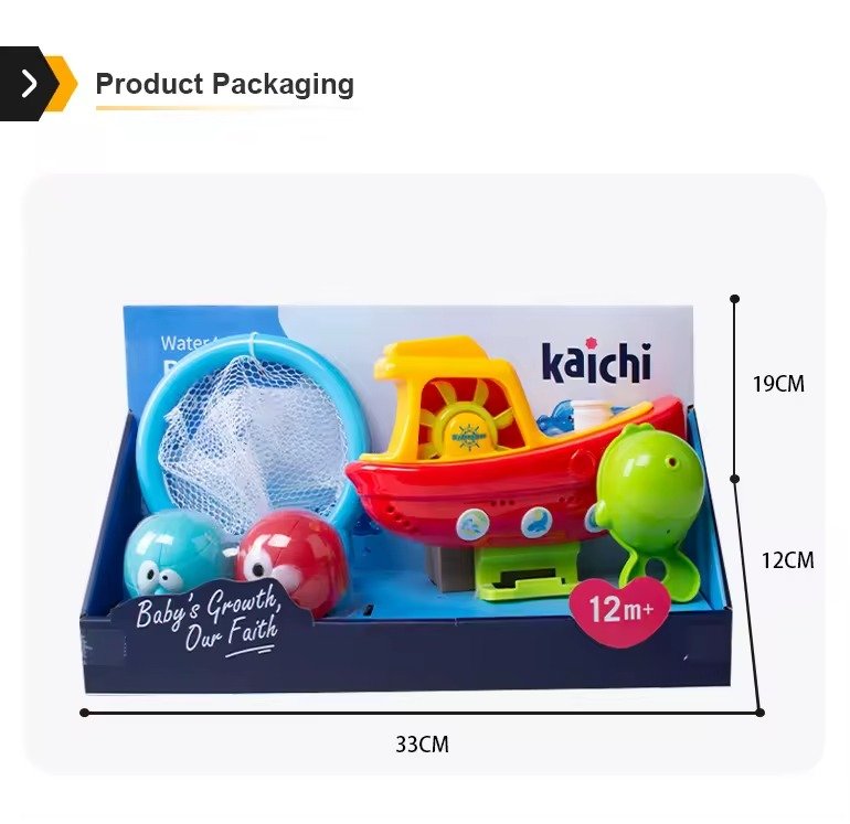Kaichi Bath Toy Set with Boat Ball Hoop and Floating Balls for Babies and Toddlers Age 12M+