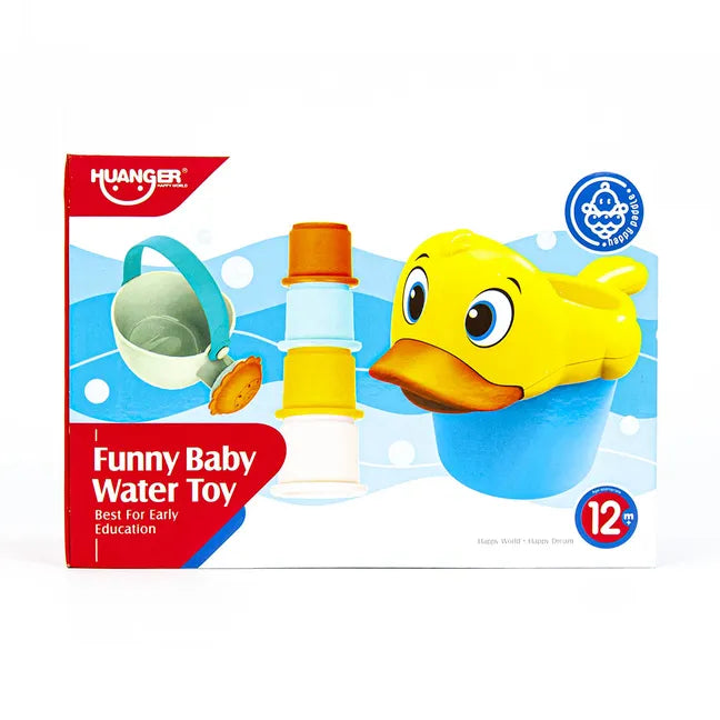 Baby Bath Toy Set with Duck Bucket, Stacking Cups & Watering Can for Ages 12+ Months