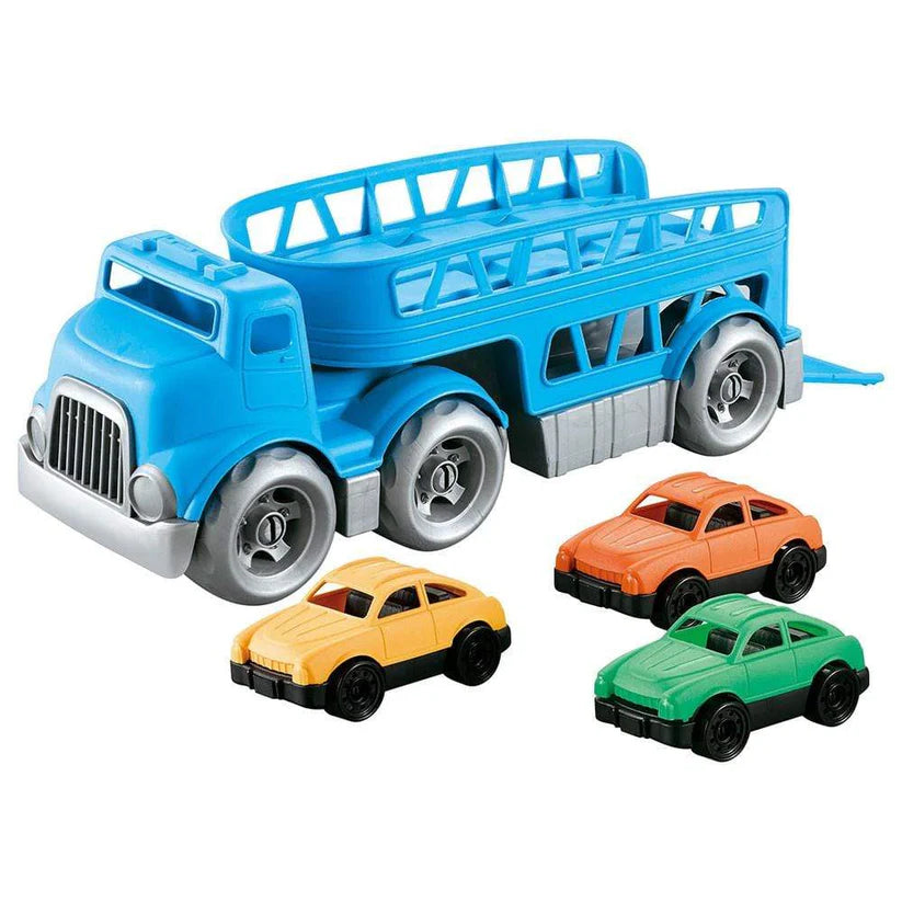 Green Toys Car Carrier Set with Detachable Double-Decker Trailer and Mini Cars